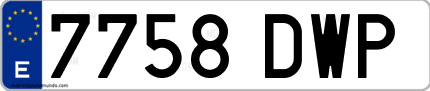 Ejemplo de matrícula de coche ordinaria 7758 DWP