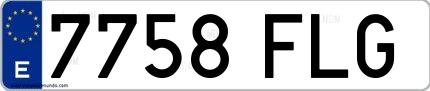 Ejemplo de matrícula española 7758 FLG