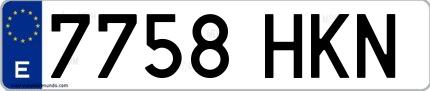 Ejemplo de matrícula española 7758 HKN