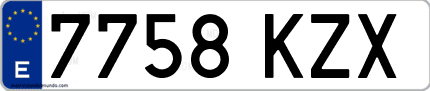 Ejemplo de matrícula de coche ordinaria 7758 KZX