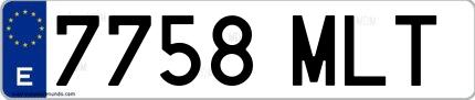 Ejemplo de matrícula española 7758 MLT