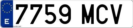 Ejemplo de matrícula española 7759 MCV