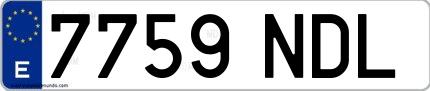 Ejemplo de matrícula española 7759 NDL