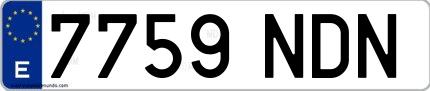 Ejemplo de matrícula española 7759 NDN