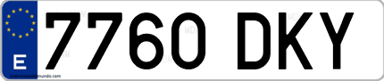 Ejemplo de matrícula de coche ordinaria 7760 DKY