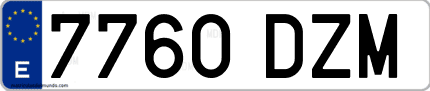 Ejemplo de matrícula de coche ordinaria 7760 DZM