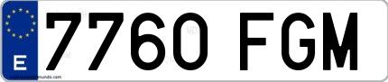 Ejemplo de matrícula española 7760 FGM