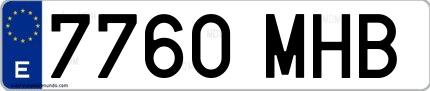 Ejemplo de matrícula española 7760 MHB