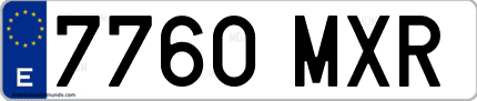 Ejemplo de matrícula de coche ordinaria 7760 MXR
