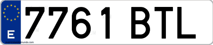 Ejemplo de matrícula de coche ordinaria 7761 BTL