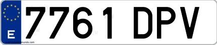 Ejemplo de matrícula española 7761 DPV