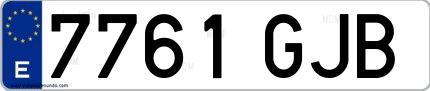 Ejemplo de matrícula española 7761 GJB