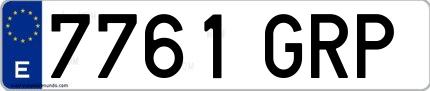 Ejemplo de matrícula española 7761 GRP
