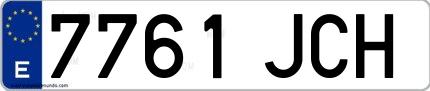Ejemplo de matrícula de coche ordinaria 7761 JCH