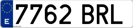 Ejemplo de matrícula de coche ordinaria 7762 BRL