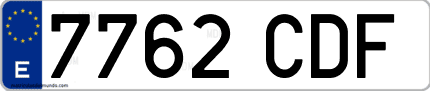 Ejemplo de matrícula de coche ordinaria 7762 CDF
