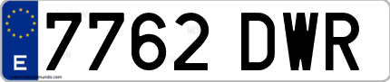 Ejemplo de matrícula de coche ordinaria 7762 DWR
