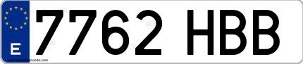 Ejemplo de matrícula española 7762 HBB