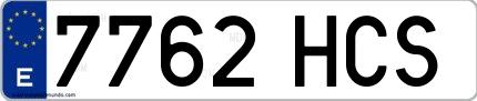 Ejemplo de matrícula española 7762 HCS
