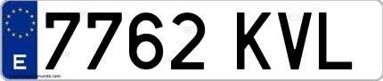 Ejemplo de matrícula española 7762 KVL