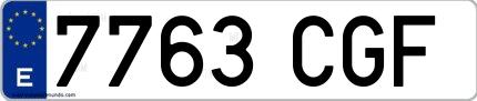 Ejemplo de matrícula española 7763 CGF