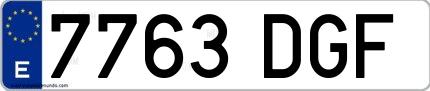 Ejemplo de matrícula española 7763 DGF