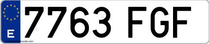 Ejemplo de matrícula española 7763 FGF