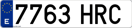Ejemplo de matrícula de coche ordinaria 7763 HRC