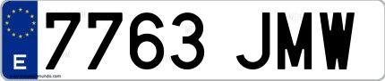 Ejemplo de matrícula española 7763 JMW