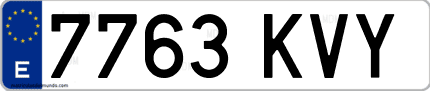 Ejemplo de matrícula de coche ordinaria 7763 KVY
