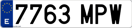 Ejemplo de matrícula de coche ordinaria 7763 MPW