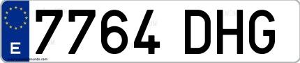 Ejemplo de matrícula española 7764 DHG