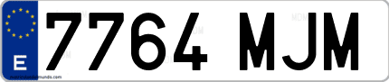 Ejemplo de matrícula de coche ordinaria 7764 MJM