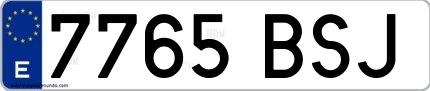 Ejemplo de matrícula española 7765 BSJ