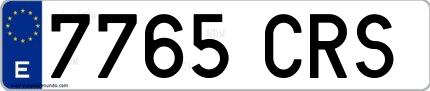 Ejemplo de matrícula española 7765 CRS
