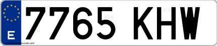 Ejemplo de matrícula de coche ordinaria 7765 KHW