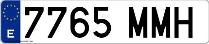 Ejemplo de matrícula española 7765 MMH