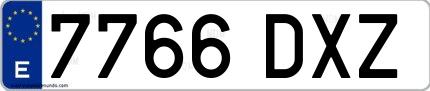 Ejemplo de matrícula española 7766 DXZ