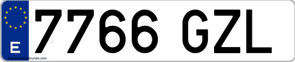 Ejemplo de matrícula de coche ordinaria 7766 GZL