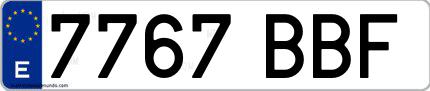 Ejemplo de matrícula española 7767 BBF