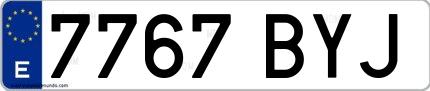Ejemplo de matrícula española 7767 BYJ