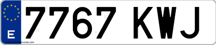 Ejemplo de matrícula de coche ordinaria 7767 KWJ