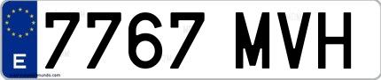 Ejemplo de matrícula española 7767 MVH