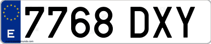 Ejemplo de matrícula de coche ordinaria 7768 DXY
