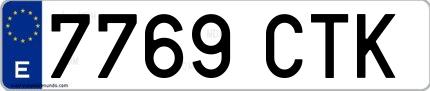 Ejemplo de matrícula española 7769 CTK