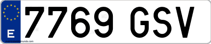 Ejemplo de matrícula de coche ordinaria 7769 GSV
