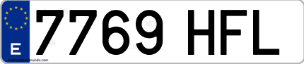Ejemplo de matrícula de coche ordinaria 7769 HFL