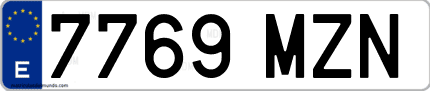 Ejemplo de matrícula de coche ordinaria 7769 MZN