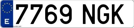 Ejemplo de matrícula española 7769 NGK