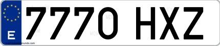 Ejemplo de matrícula española 7770 HXZ